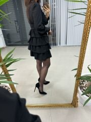 Ms Black Waist Draped Layered Dress