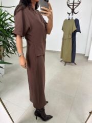 Bh 29410 Bluz Görünümlü Kahve Tensel Elbise