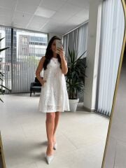 Bb 29983 Ekru Kolsuz Fisto Detaylı Elbise