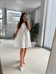 Bb 29983 Ekru Kolsuz Fisto Detaylı Elbise