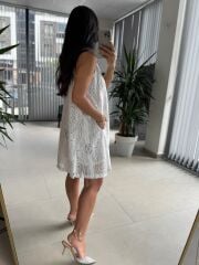 Bb 29983 Ekru Kolsuz Fisto Detaylı Elbise