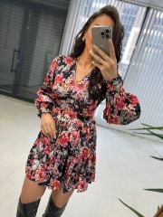 Ays Kruvaze Mini Saten Elbise