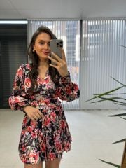 Ays Kruvaze Mini Saten Elbise