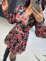 Ays Kruvaze Mini Saten Elbise