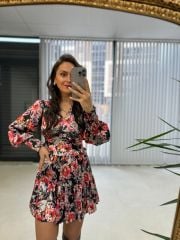 Ays Kruvaze Mini Saten Elbise