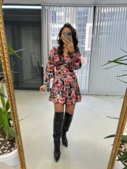 Ays Kruvaze Mini Saten Elbise