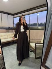 Mk A.Kahve Maksiboy Etek Ceket Takım