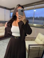 Mk A.Kahve Maksiboy Etek Ceket Takım