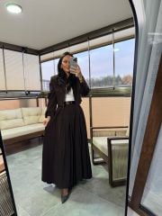 Mk A.Kahve Maksiboy Etek Ceket Takım