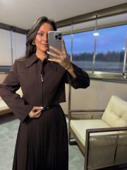 Mk A.Kahve Maksiboy Etek Ceket Takım