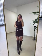 Po 2835 Yelekli Çelik Triko Kahve Takım