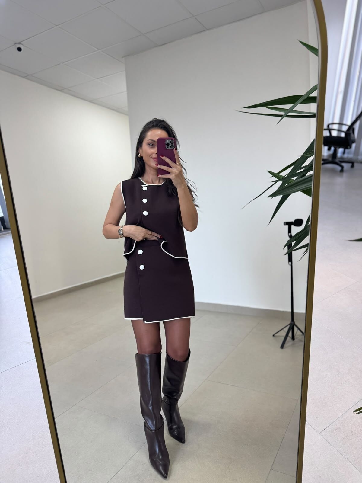 Po 2835 Yelekli Çelik Triko Kahve Takım
