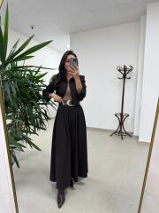 Mk 17892 A.Kahve Maksiboy Etek Ceket Takım