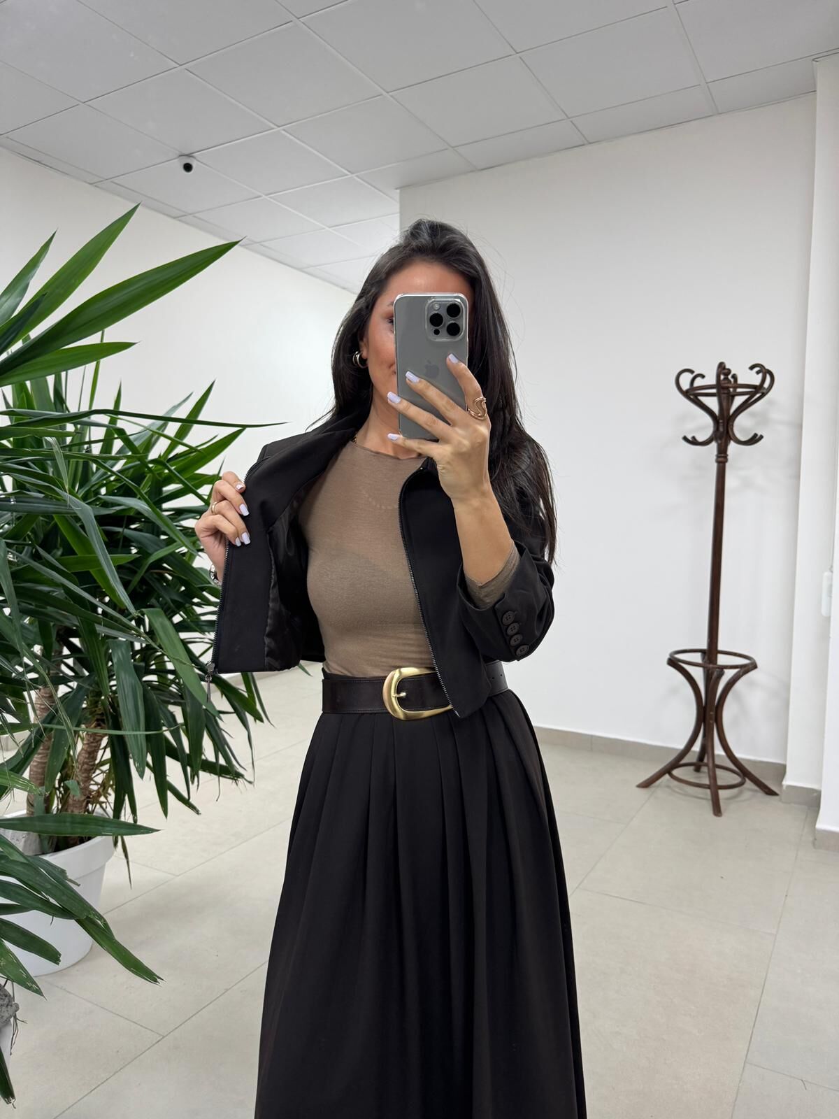 Mk 17892 A.Kahve Maksiboy Etek Ceket Takım