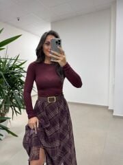 Dv 32122 Kaşmir Bordo Transparan Bluz