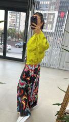 Saten Yağ Yeşili Bomber Mont