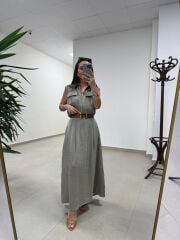 Art 4012 İthal Kumaş Haki Etekli Takım