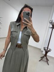 Art 4012 İthal Kumaş Haki Etekli Takım