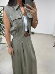 Art 4012 İthal Kumaş Haki Etekli Takım