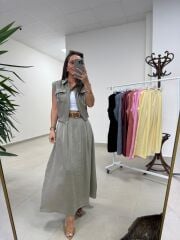 Art 4012 İthal Kumaş Haki Etekli Takım