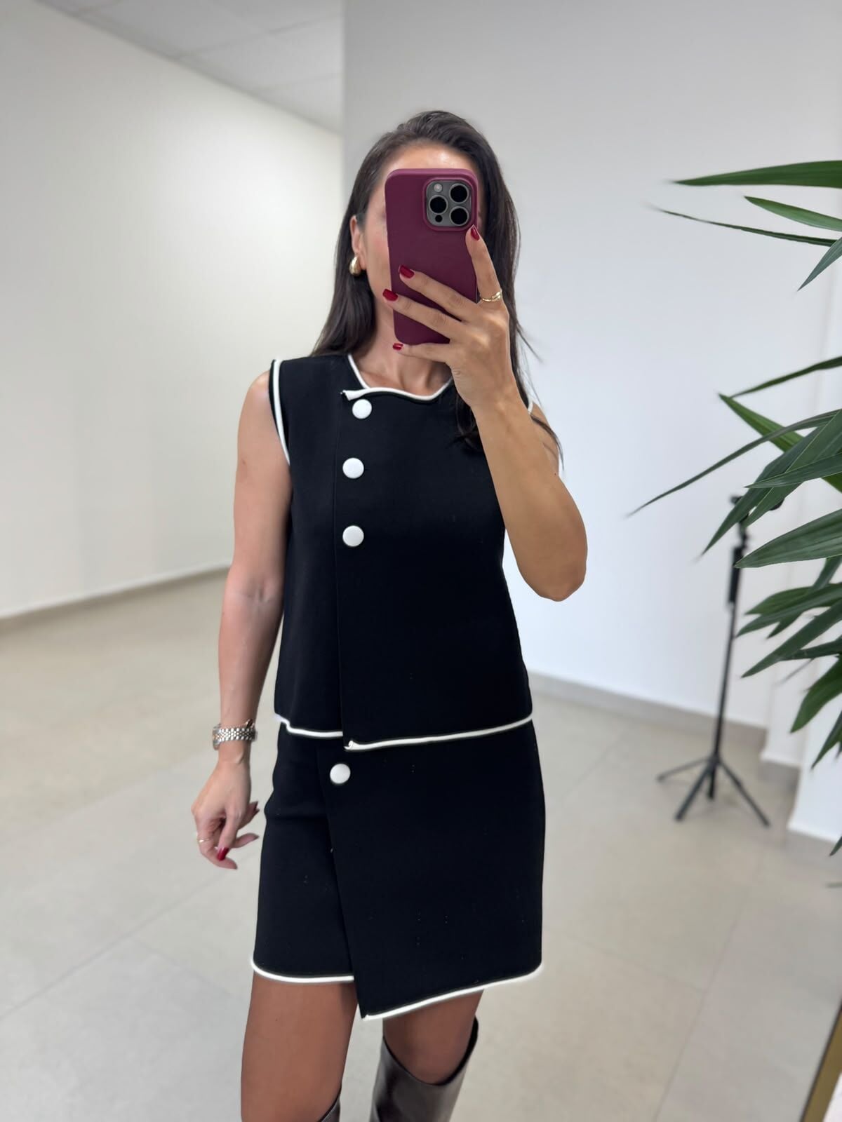 Po 2835 Yelekli Çelik Triko Siyah Takım