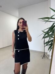 Po 2835 Yelekli Çelik Triko Siyah Takım