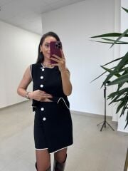 Po 2835 Yelekli Çelik Triko Siyah Takım