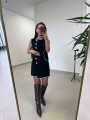 Po 2835 Yelekli Çelik Triko Siyah Takım