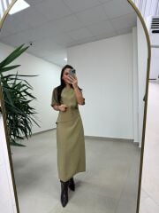 Bh 29410 Bluz Görünümlü Yağ Yeşili Tensel Elbise