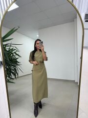 Bh 29410 Bluz Görünümlü Yağ Yeşili Tensel Elbise