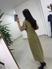 Bh 29410 Bluz Görünümlü Yağ Yeşili Tensel Elbise