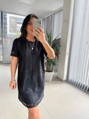 Bb 29985 Bisiklet Yaka Fisto Detaylı Elbise