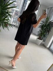 Bb 29985 Bisiklet Yaka Fisto Detaylı Elbise