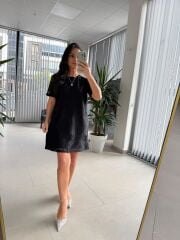 Bb 29985 Bisiklet Yaka Fisto Detaylı Elbise