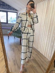 Linen bomber black suit