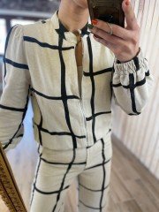 Linen bomber black suit