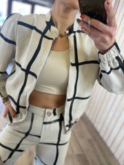 Linen bomber black suit