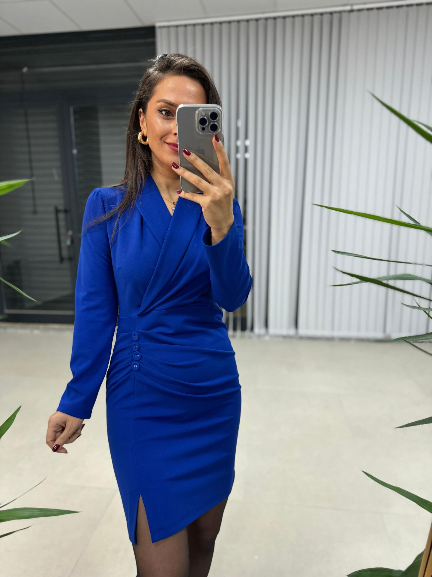 Mc Shawl Collar Saks Dress