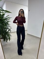 155 Bordo Gold Kare Tokalı Kemer