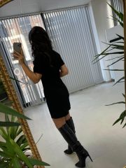 My 3364 Crep Dikişli Siyah Kalem Elbise