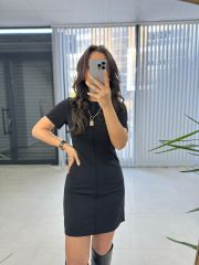 My 3364 Crep Dikişli Siyah Kalem Elbise