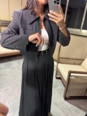 Mk 17892 Antrasit Maksiboy Etek Ceket Takım