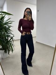 155 Bordo Gold Kare Tokalı Kemer