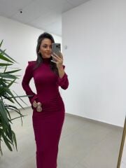 Np 23151 Vişne Halka Gold Tokalı Elbise