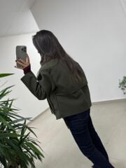 Ms 218 Püskül Detaylı Haki Kaşe Ceket