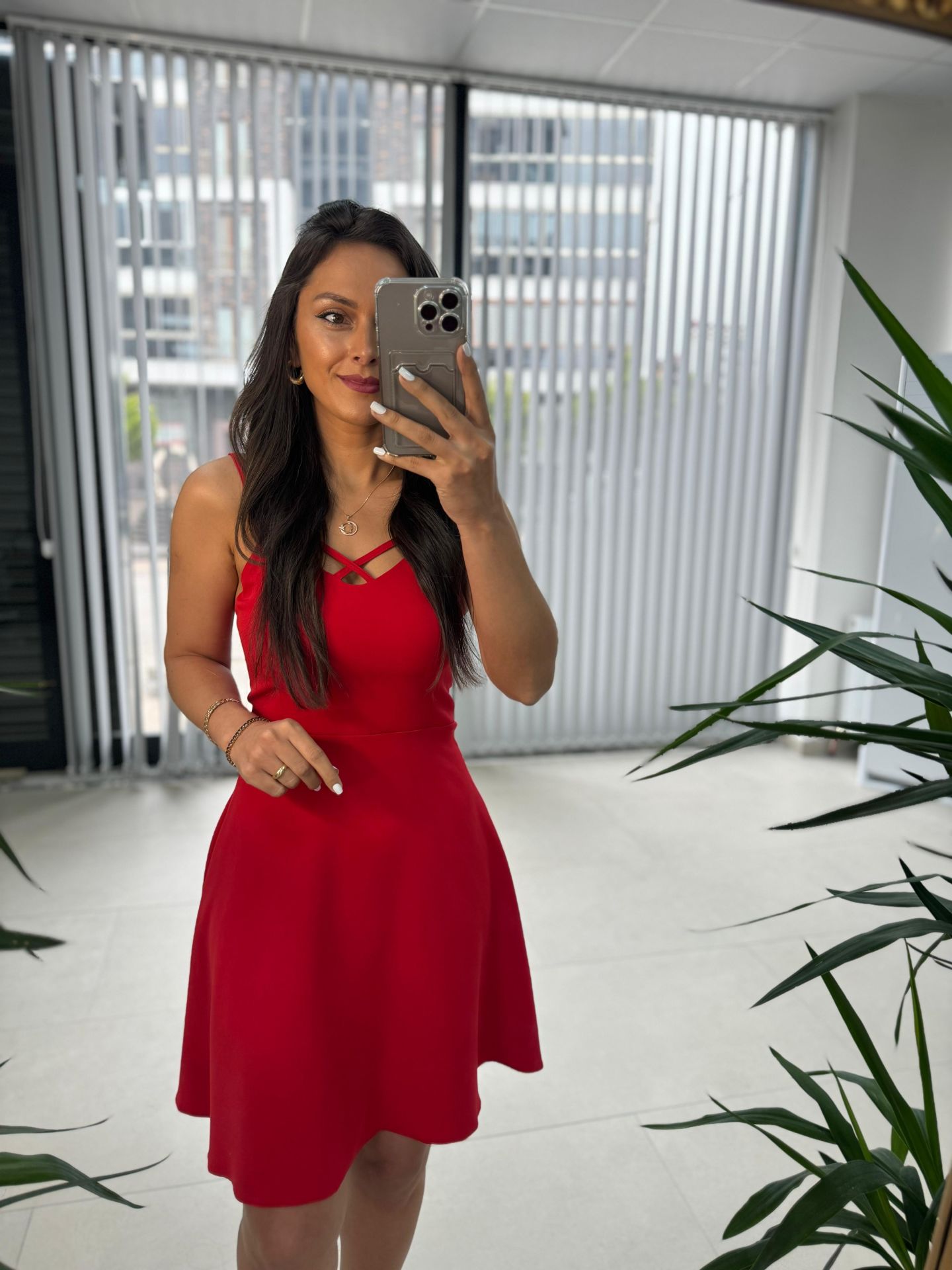 Mc 5883 Askılı Kırmızı Elbise