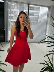 Mc 5883 Askılı Kırmızı Elbise