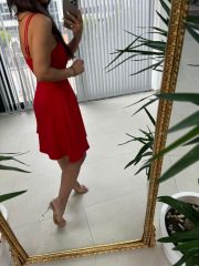 Mc 5883 Askılı Kırmızı Elbise