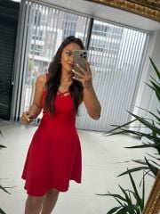 Mc 5883 Askılı Kırmızı Elbise