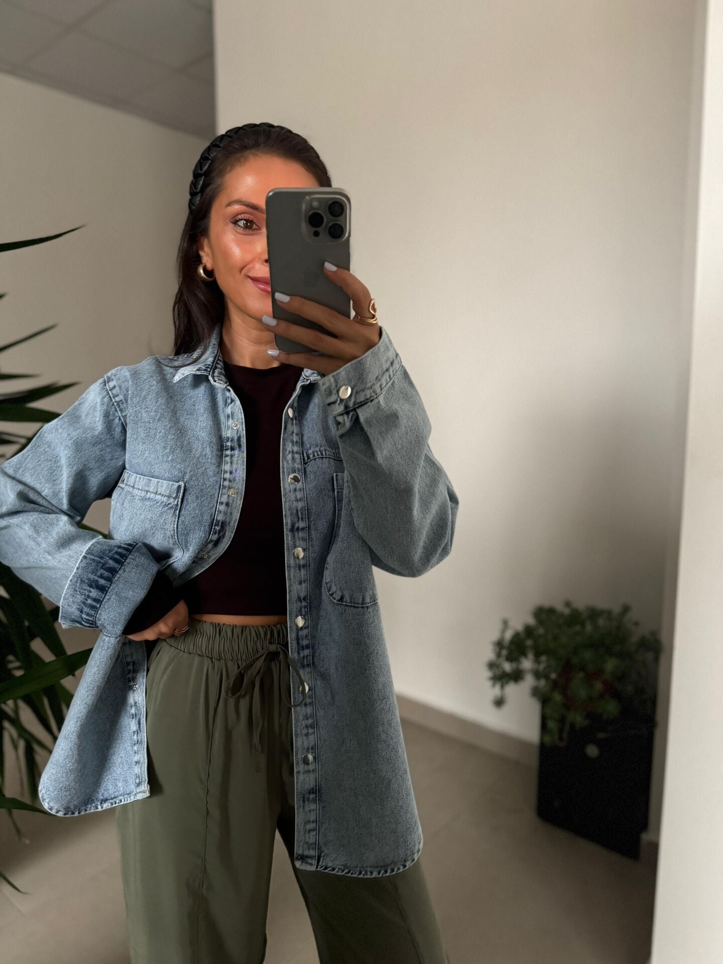 Spt 6016 Denim Gömlek Uzun Ceket